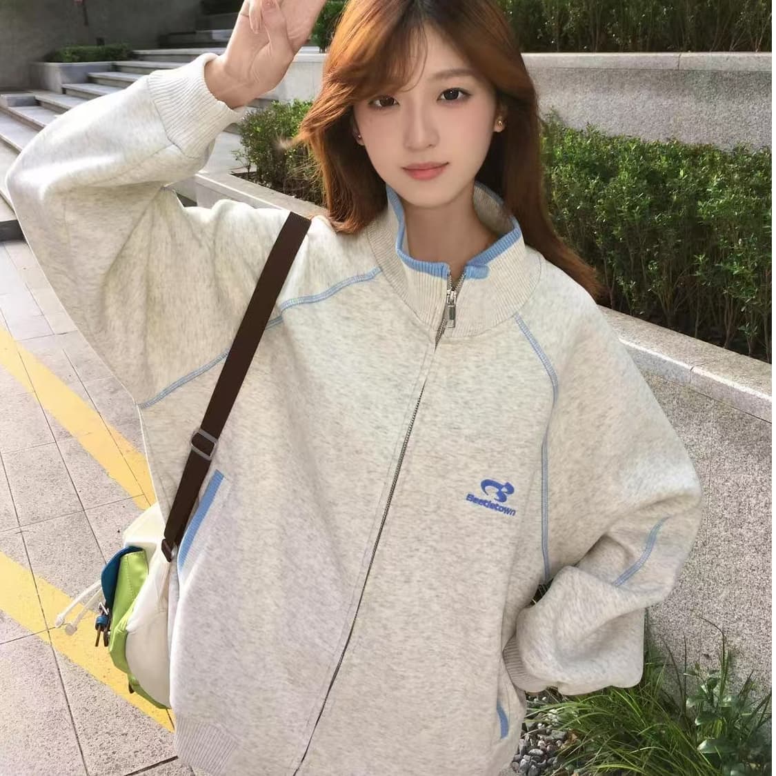 얇은 스타일 털이 있는 이후 패키지 기사 맞춤 리브 원본 자수 순수한 Mianhua 면 복합 후드티 여성 상세 이미지 5