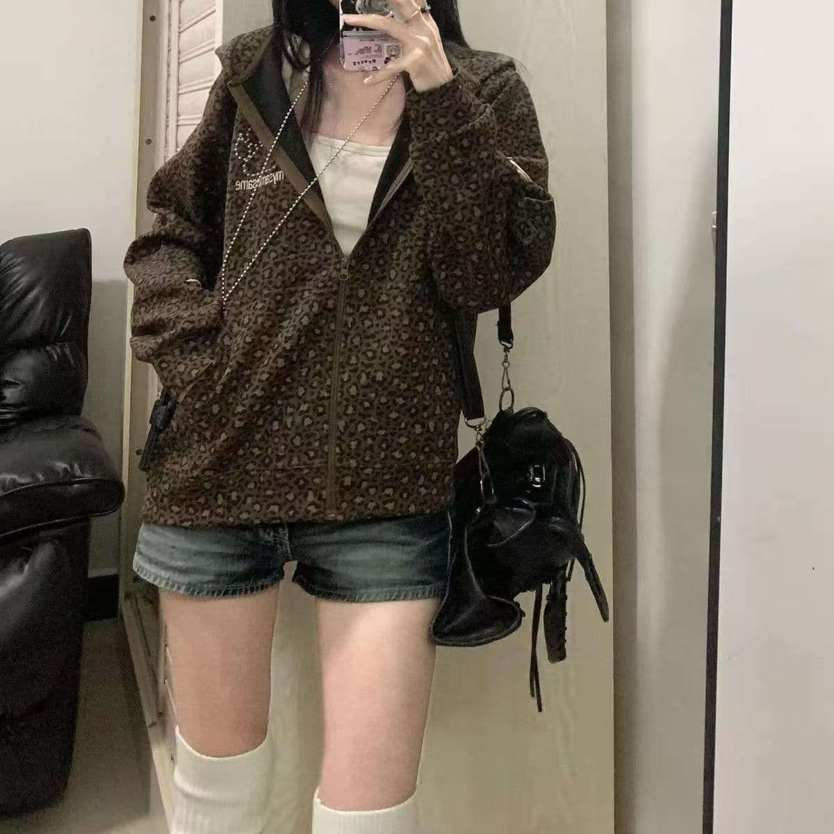얇은 스타일 털이 있는 이후 패키지 기사 자수 순수한 Mianhua 면 복합 후드티 여성 상세 이미지 4