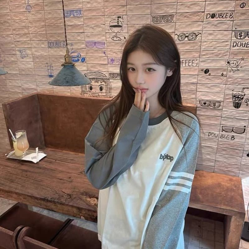 원본 솜씨 순면 220 그램 긴팔 티셔츠 여성 이미지 5