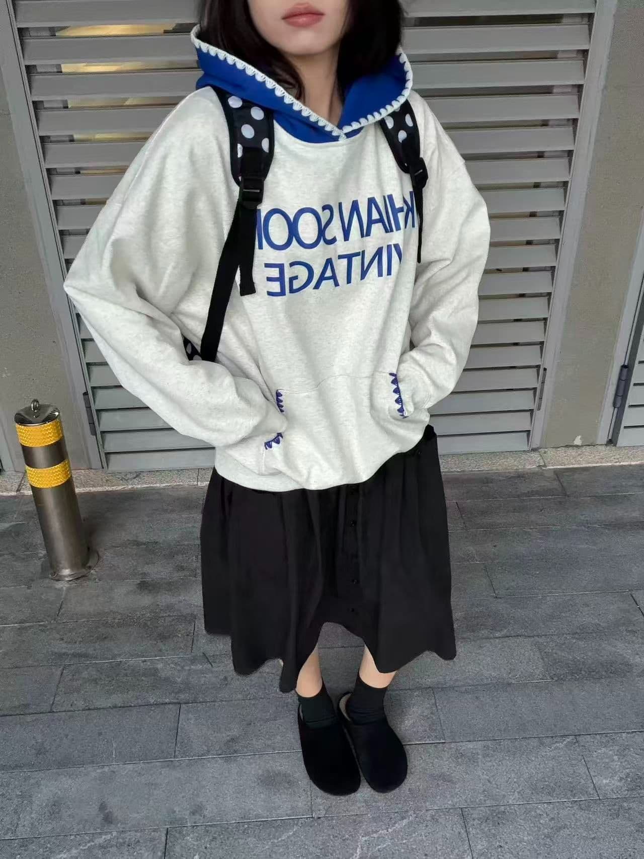 얇은 스타일 털이 있는 원본 솜씨 프린트 만 꽃 순수한 Mianhua 면 후드 티 스웨터 여성 상세 이미지 3
