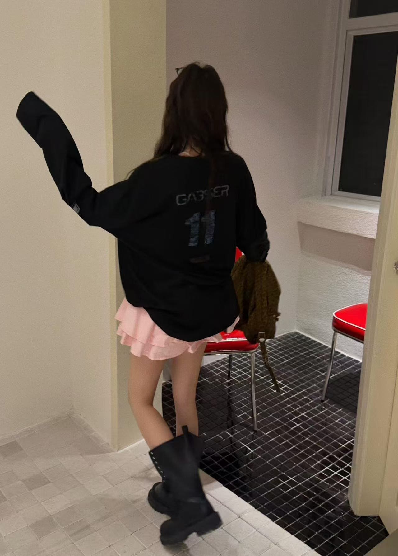 높은 품질 순면 200그램 21 빗질하다 정밀 프린트 가을 루즈핏 긴팔 티셔츠 여성 상세 이미지 5