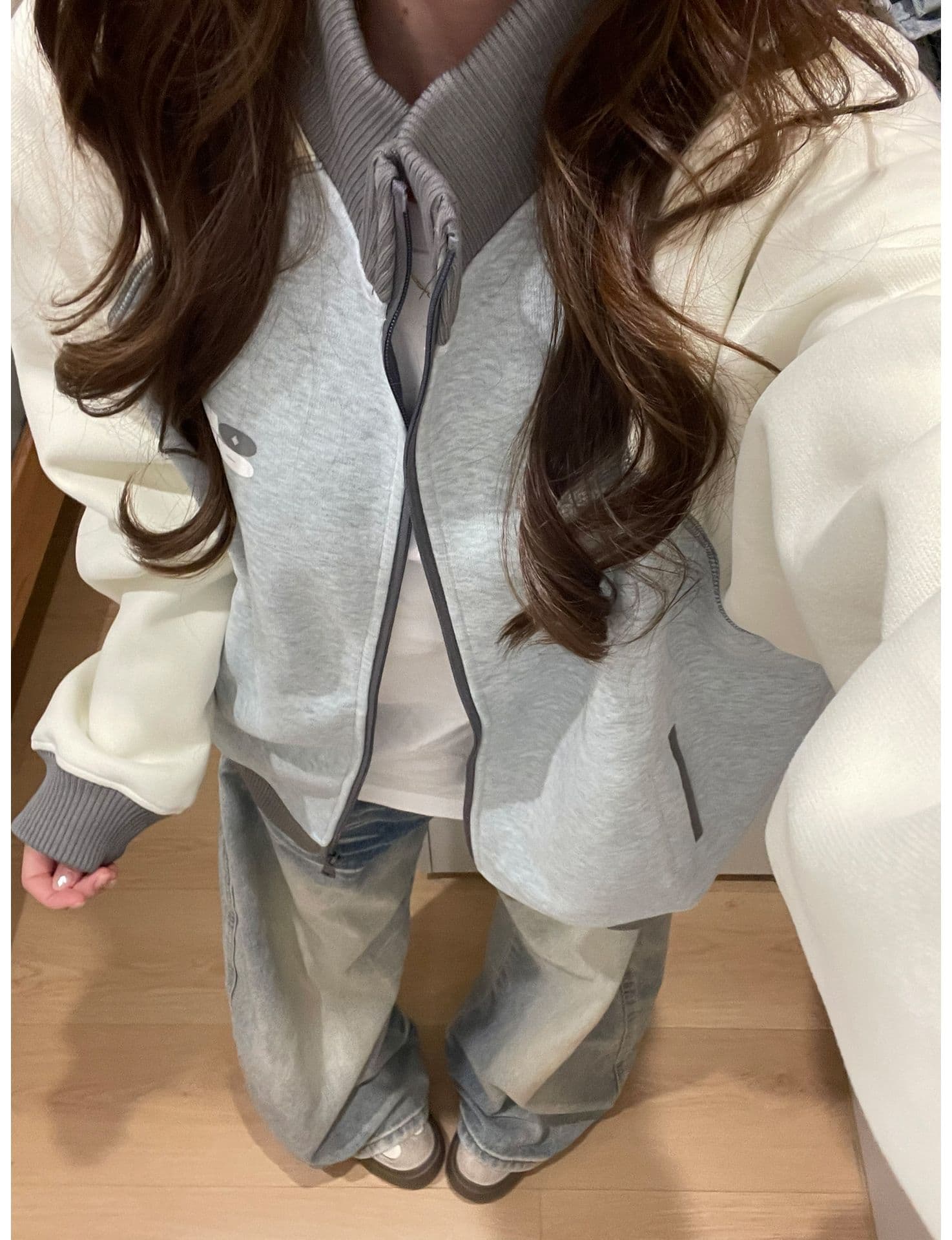 얇은 스타일 털이 있는 포밍 명중 인터넷 원본 솜씨 순수한 Mianhua 면 복합 후드티 여성 상세 이미지 7
