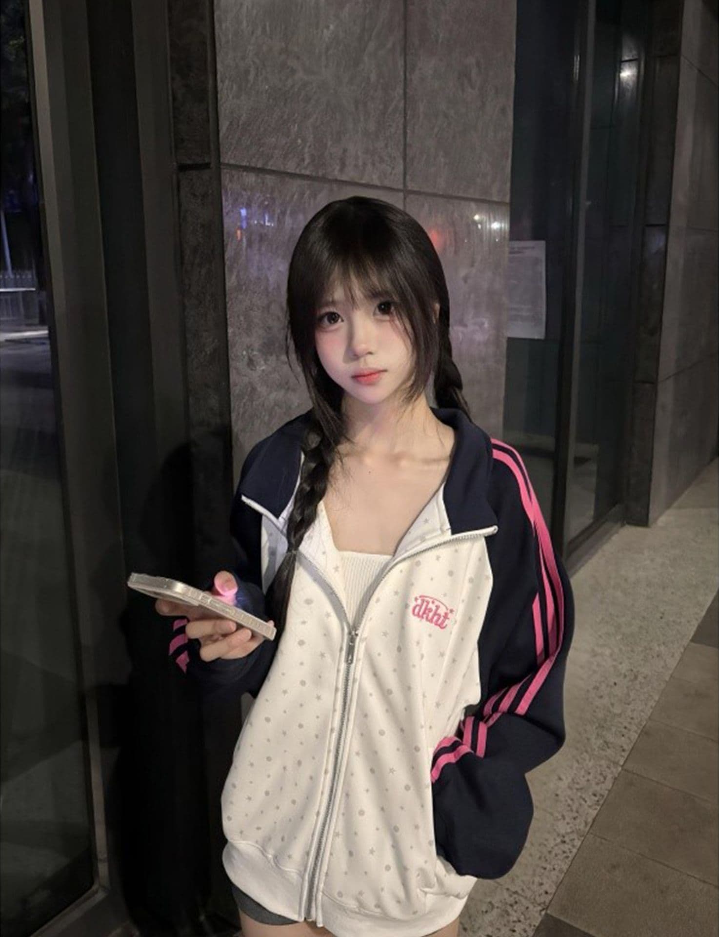 얇은 스타일 털이 있는 백금 지퍼 후아 면 복합 후드티 여성