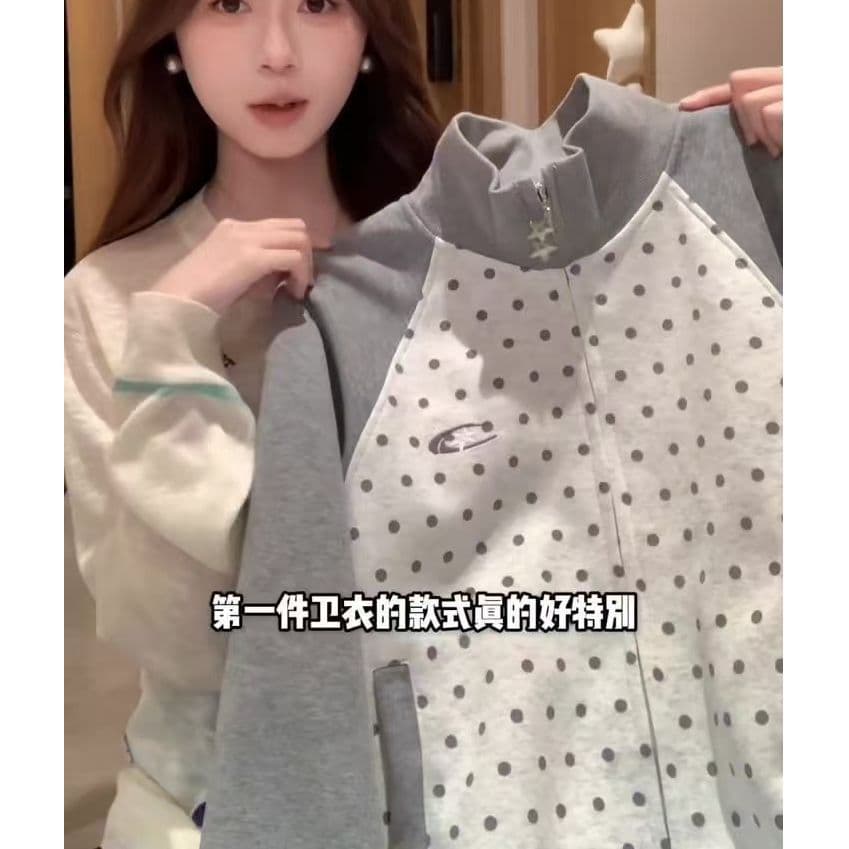 순수한 Mianhua 면 복합 우유 실크 원본 솜씨 알파벳 자수 후드티 여성 이미지 3