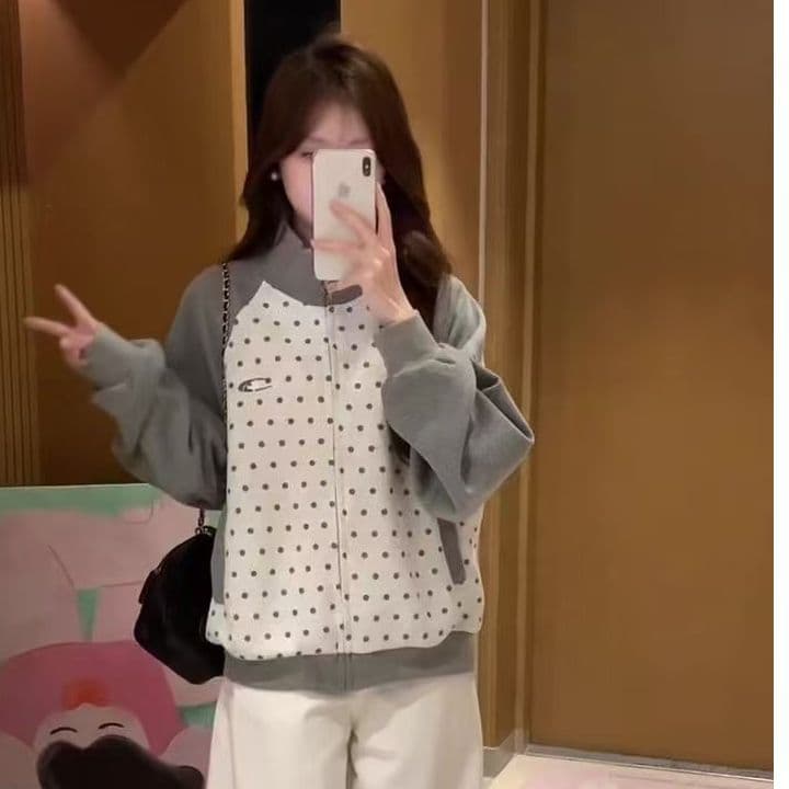 순수한 Mianhua 면 복합 우유 실크 원본 솜씨 알파벳 자수 후드티 여성 상세 이미지 4