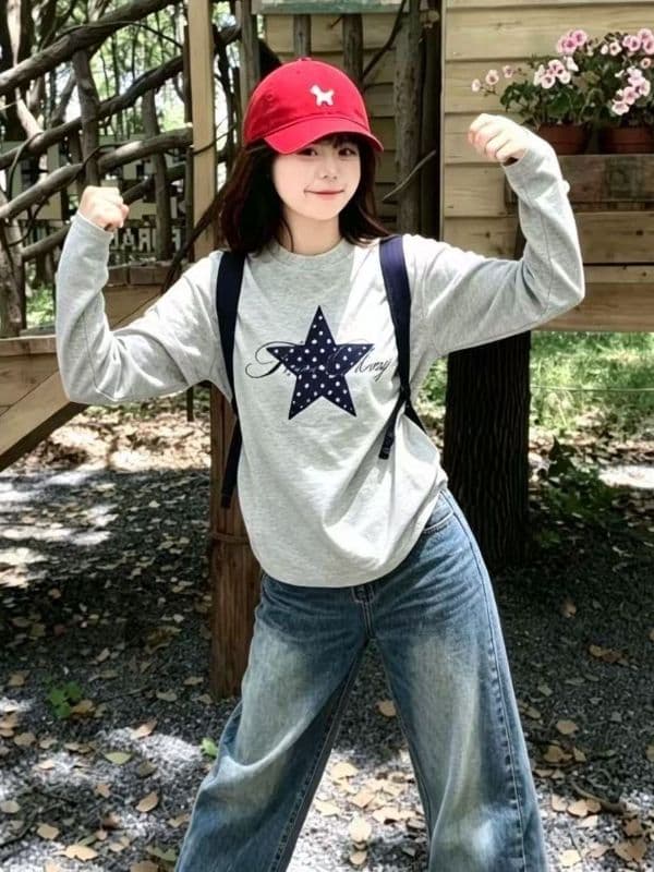높은 품질 긴팔 티셔츠 21 순면 220 그램 면 이후 패키지 칼라 봄 가을 새로운 라운드 넥 프린트 맨위 상세 이미지 2