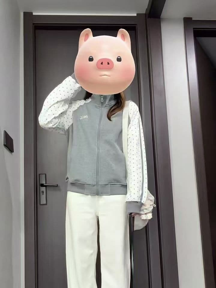 얇은 스타일 털이 있는 클립 칼라 것 자수 순수한 Mianhua 면 복합 지퍼 후드티 여성 상세 이미지 5