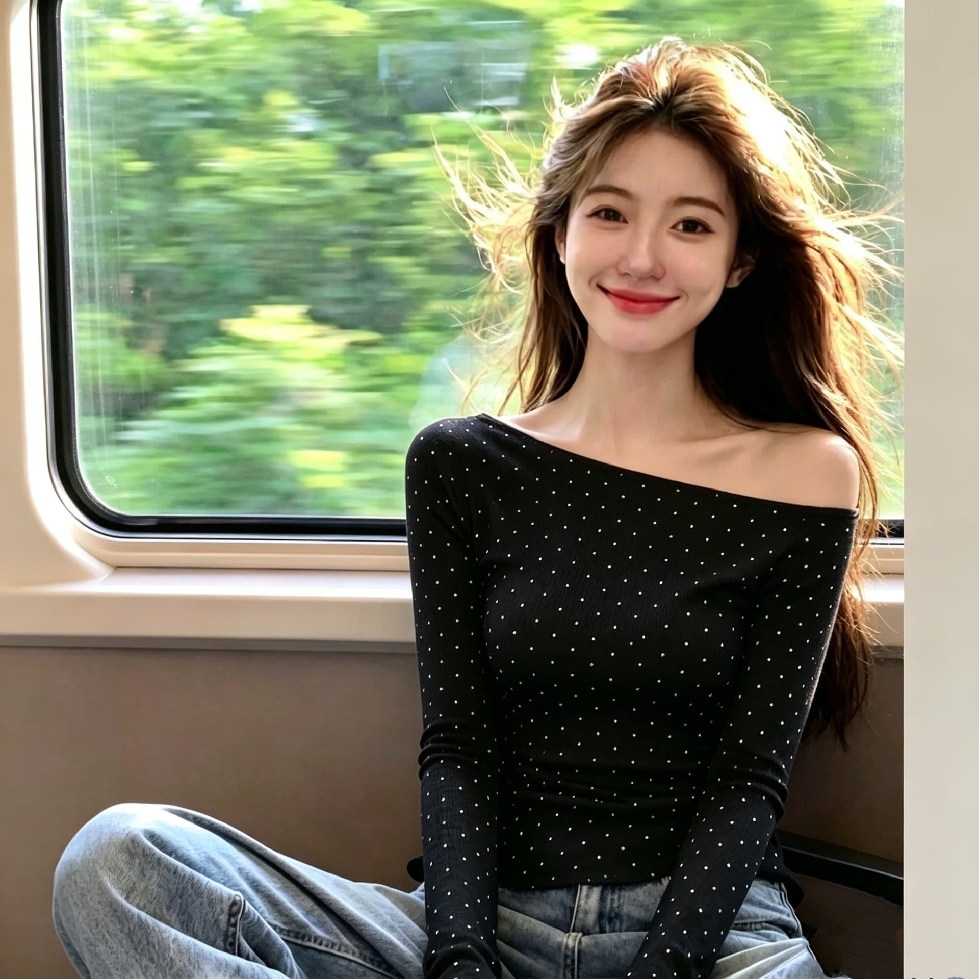 모달 사람들 면 260 그램 2026 새로운 Chic 오프숄더 패션 외국 가스 긴팔 셔츠 여성 의류 핫픽스 맨위 상세 이미지 1