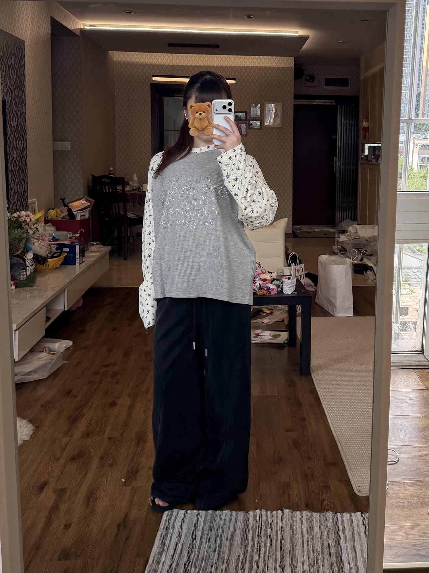 65 35 후아 남편 그리드 250그램 긴팔 티셔츠 여성 상세 이미지 3