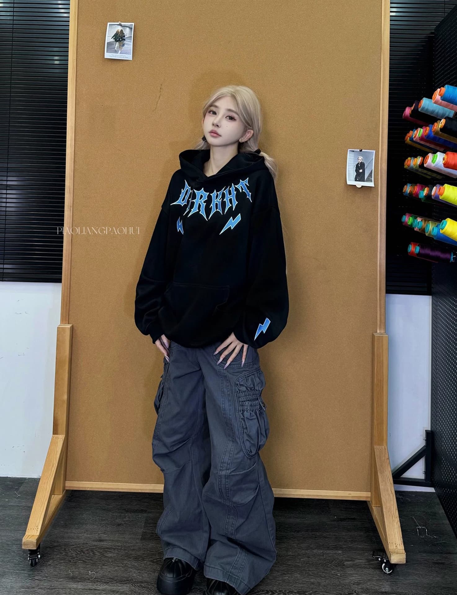 얇은 스타일 전체 조각 다림질 전체 자수 이후 패키지 칼라 순수한 Mianhua 면 복합 후드티 여성 상세 이미지 5