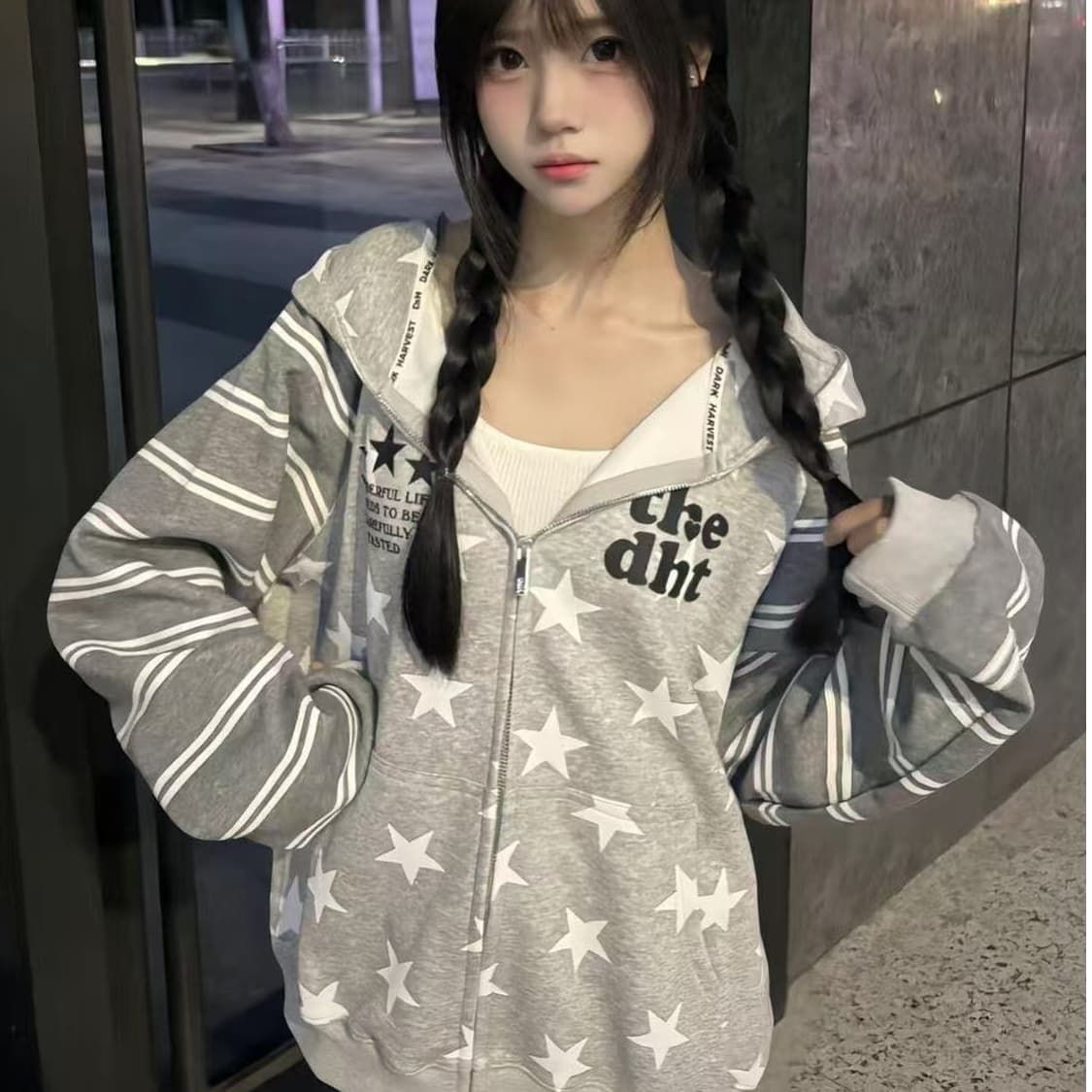 얇은 스타일 순수한 Mianhua 면 복합 자수 아메리칸 새로운 양육하다 아름다움 긴팔 새로운 후드티 여성 코트 이미지 5
