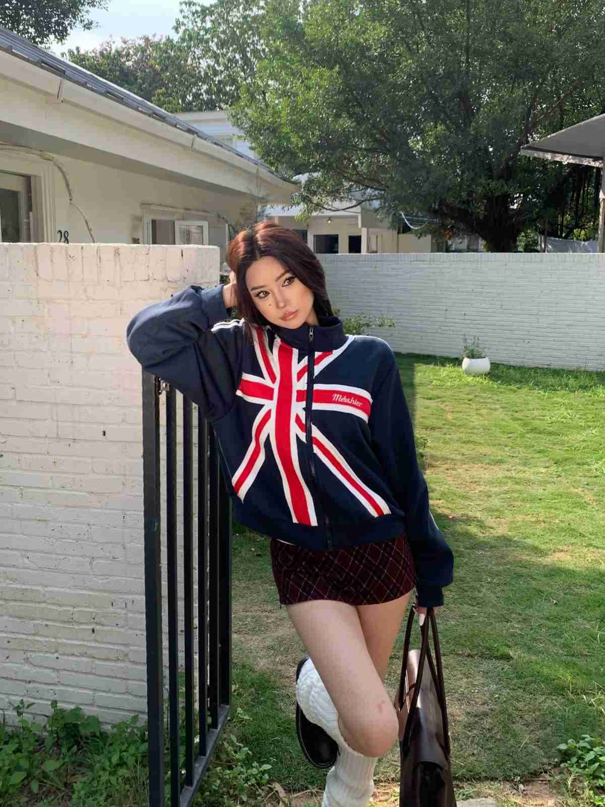 아메리칸 레트로 디자인 센스 패치워크 배색 스탠드 칼라 오픈 가디건 후드티 여성 루즈핏 캐주얼 다용도 재킷