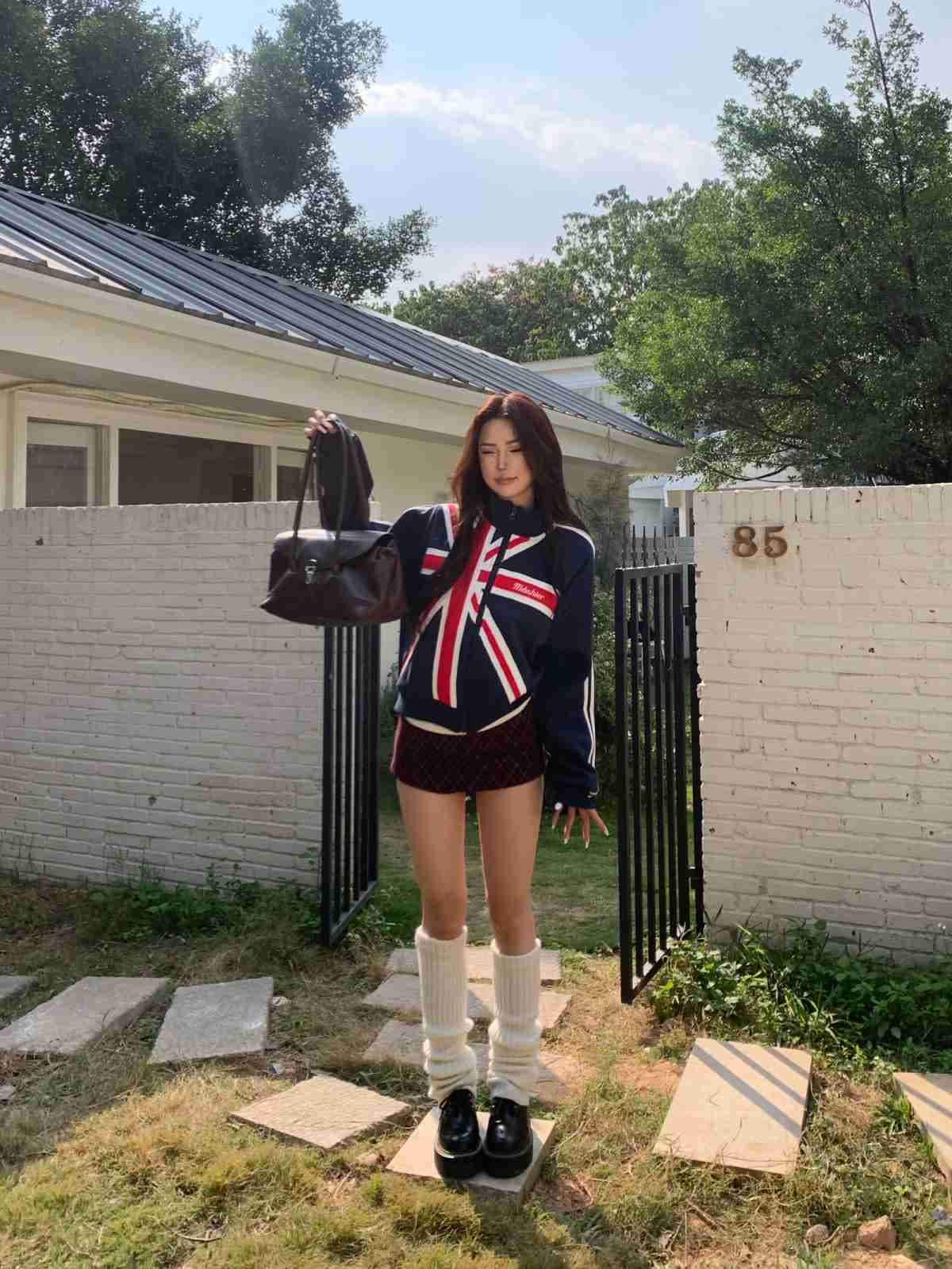 아메리칸 레트로 디자인 센스 패치워크 배색 스탠드 칼라 오픈 가디건 후드티 여성 루즈핏 캐주얼 다용도 재킷 상세 이미지 5