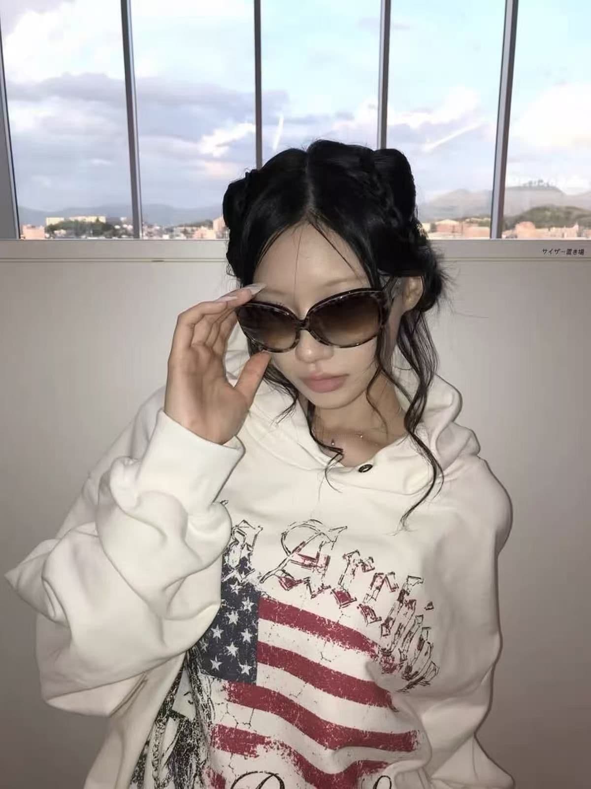 후아 면 복합 없음 모자 로프 있음 주머니 후드 티 스웨터 여성 프린트 얇은 스타일 털이 있는 이미지 2