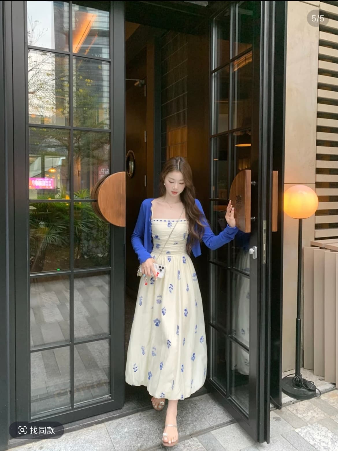 eia 하나 야오 바다 소금 coco 품격 프랑스식 천 골드 꽃무늬 드레스 슬림해 보이는 유럽 만약 바람 작은 대중 꽃밭 치마 상세 이미지 5