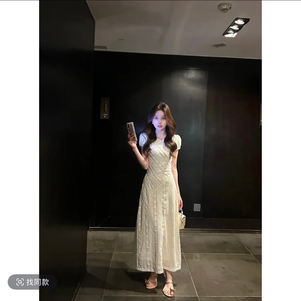 스타 애버딘 달빛 바 이순신 여름 프랑스식 다용도 패션 몸매 가꾸기 슬림해 보이는 중간 길이 드레스 이미지 2