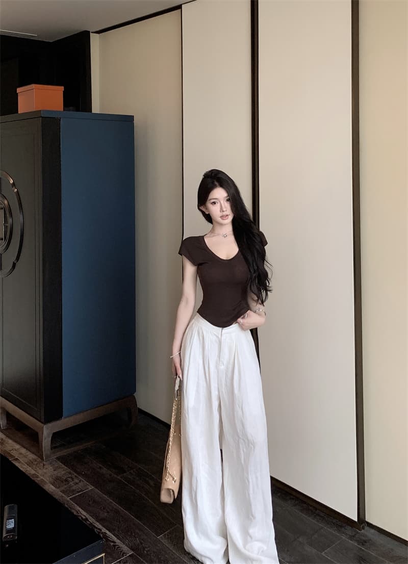 실사 V넥 반팔 티셔츠 몸매 가꾸기 맨위 상세 이미지 21
