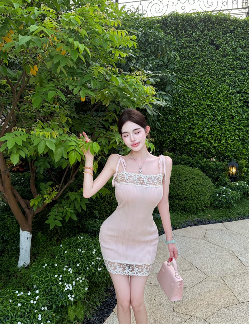 프랑스식 레이스 조각 슬립 드레스 순수한 욕망 레이스 드레스 상세 이미지 19