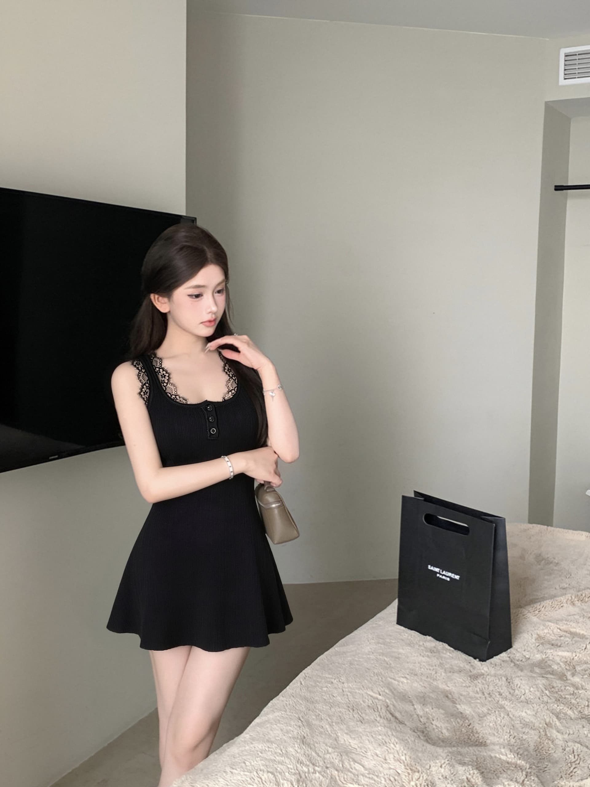 핫걸 디자인 센스 외출용 허리 수축 구덩이 기사 새싹 리본 가슴 등받이 쿠션 심장 여성 드레스 여름 상세 이미지 12
