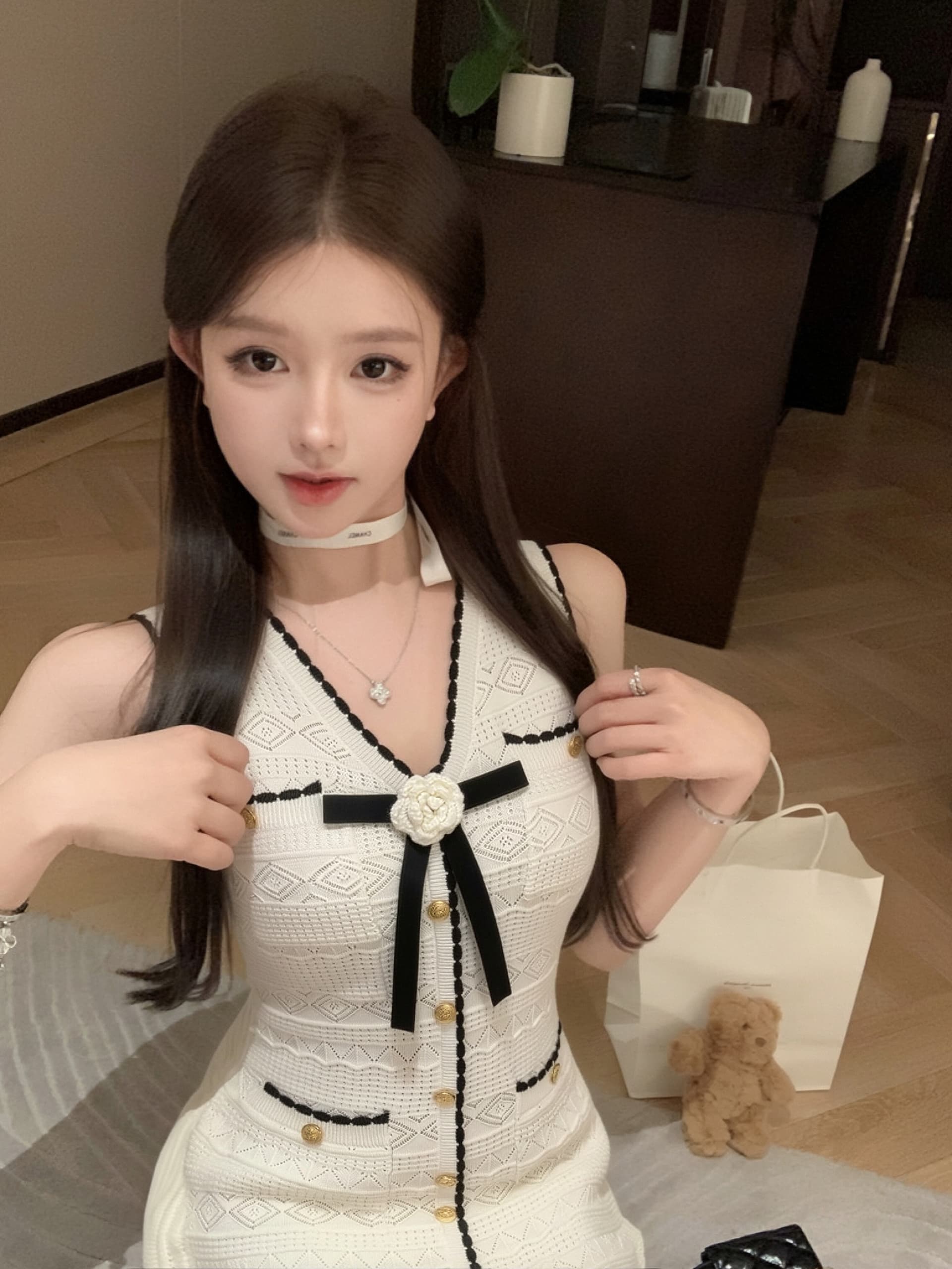 작은 샤넬 스타일 슬립 여성 드레스 2026 여름 새로운 천 골드 센스 타이트 스커트 민소매 치마 상세 이미지 6