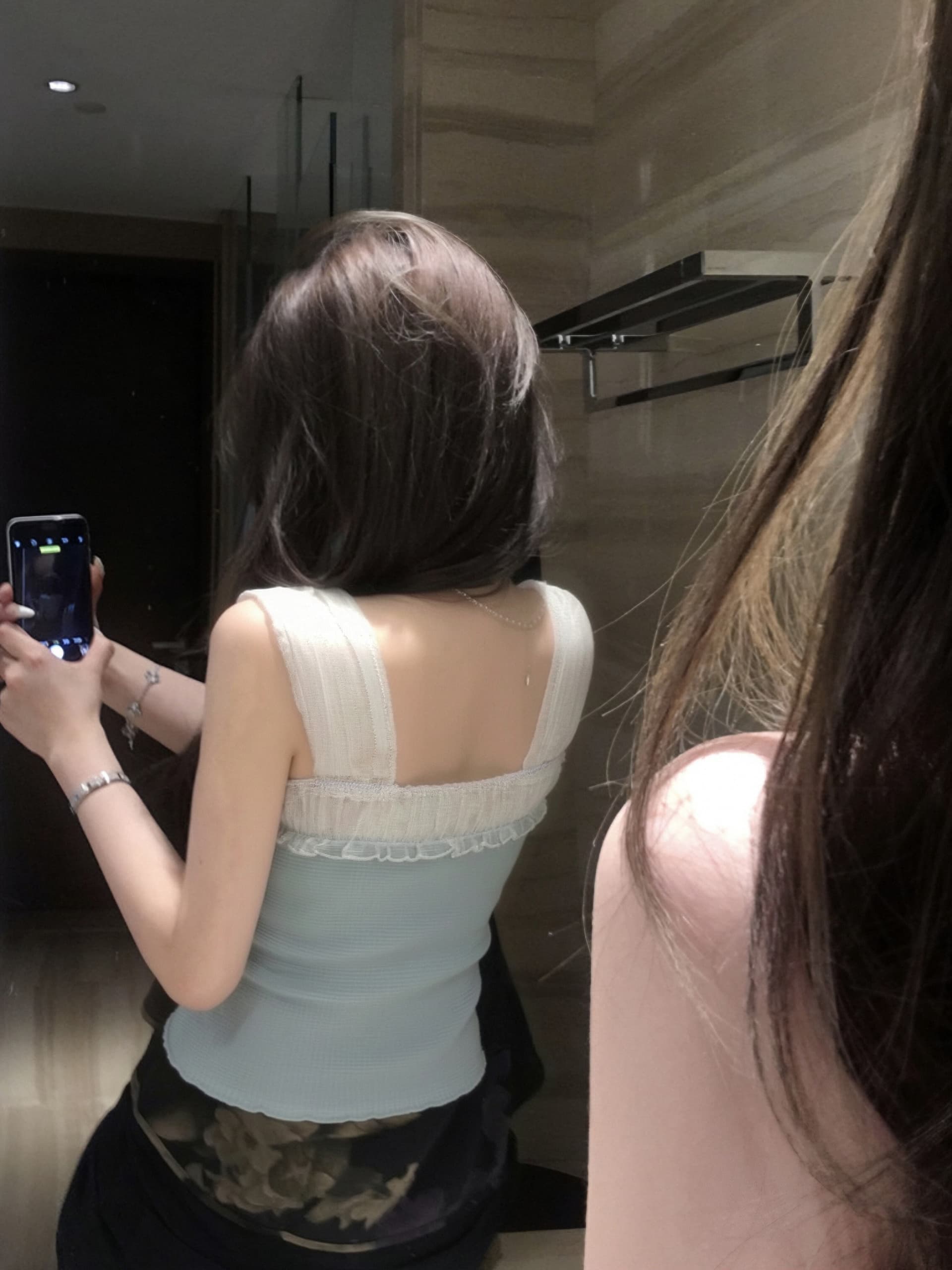순수한 욕망 배색 레이스업 쉬폰 패치워크 조끼 여성 몸매 가꾸기 슈퍼 잘 생긴 맨위 이미지 3