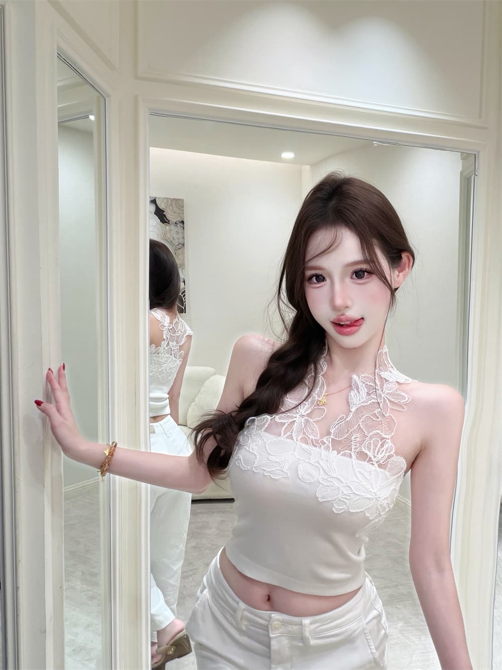 사용자 지정 주식 선 레이스 몸매 가꾸기 니트 조끼