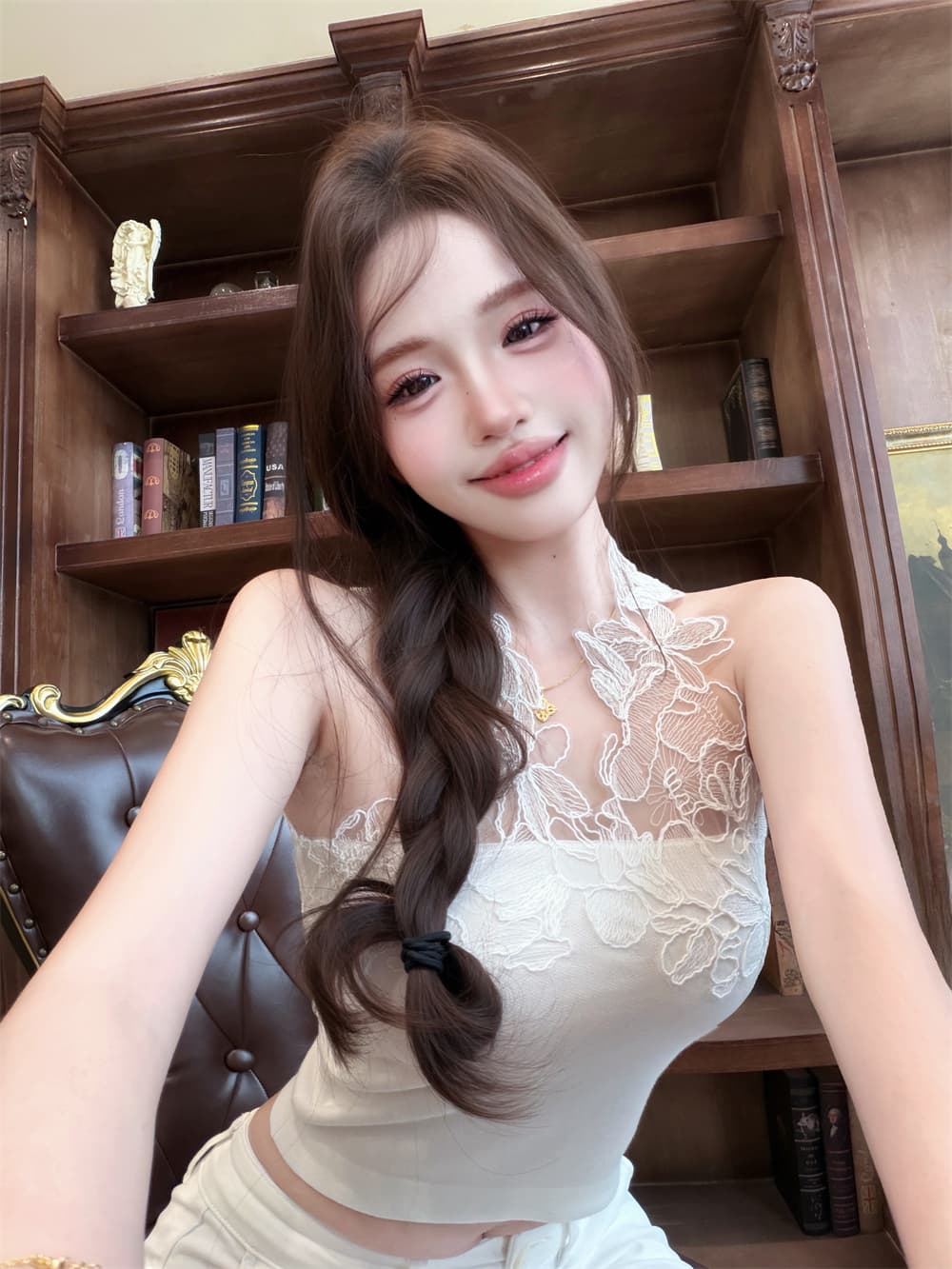 사용자 지정 주식 선 레이스 몸매 가꾸기 니트 조끼 이미지 3