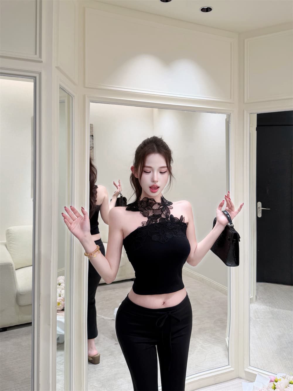 사용자 지정 주식 선 레이스 몸매 가꾸기 니트 조끼 상세 이미지 22