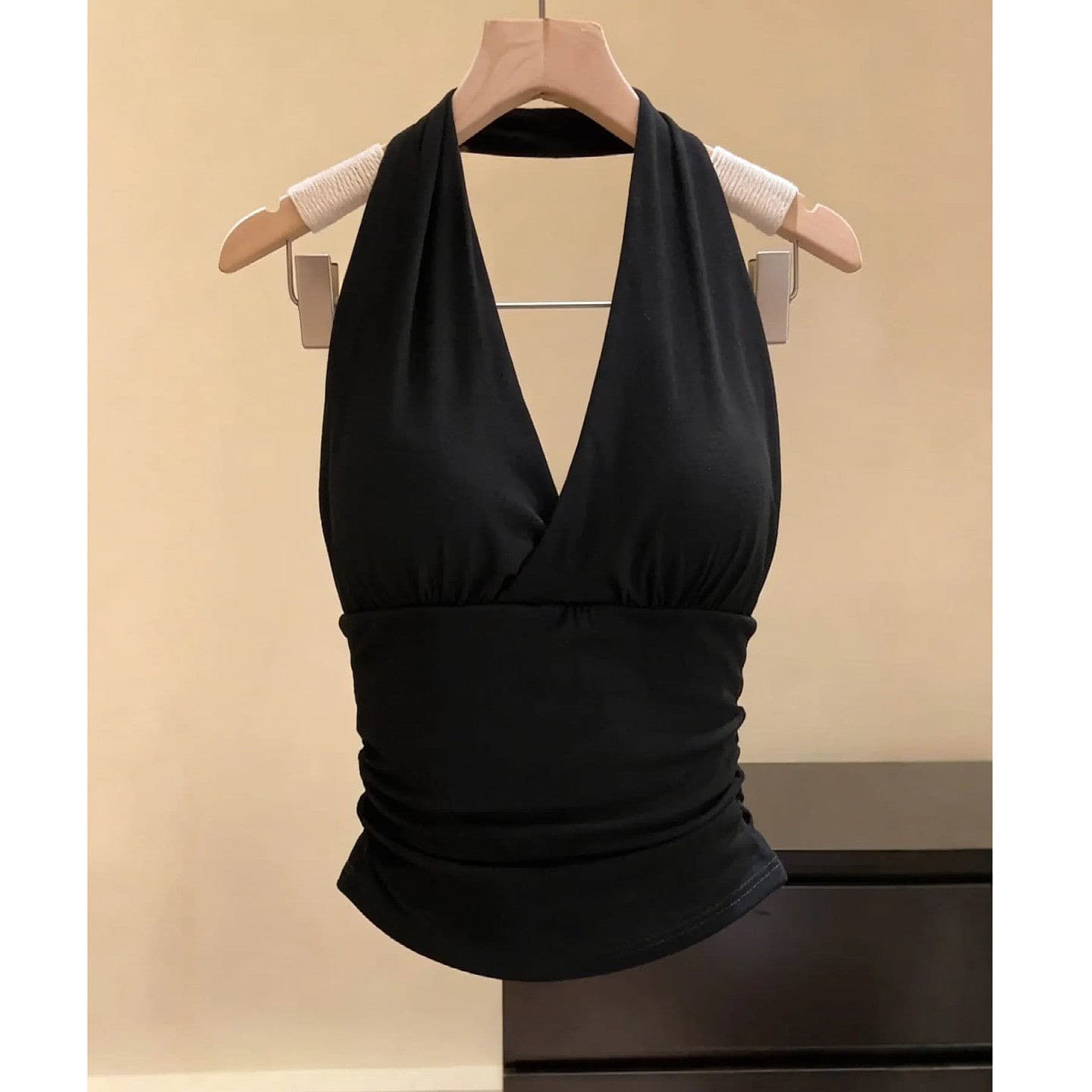 순수한 욕망 행침 목 V넥 백리스 슬립 작은 조끼 여성 여름 외출용 인사이드 가져 가라. 만나는 벨트 가슴 패드 몸매 가꾸기 섹시함 맨위 이미지 4