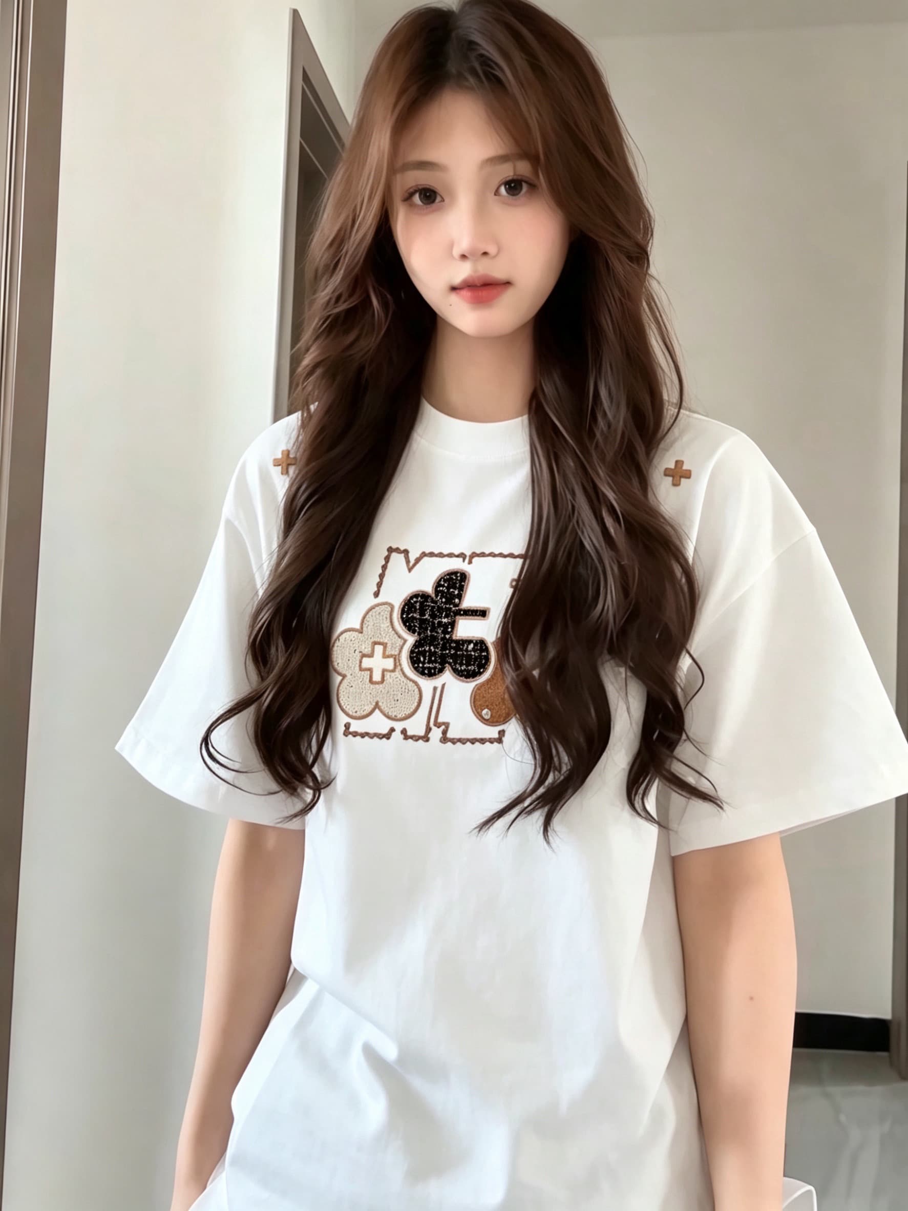 됐어. 개체 같은 단락 더블 실 260 그램 마 사전 수축 작은 샤넬 스타일 네리 가게 천 비즈 박기 반팔 이미지 3