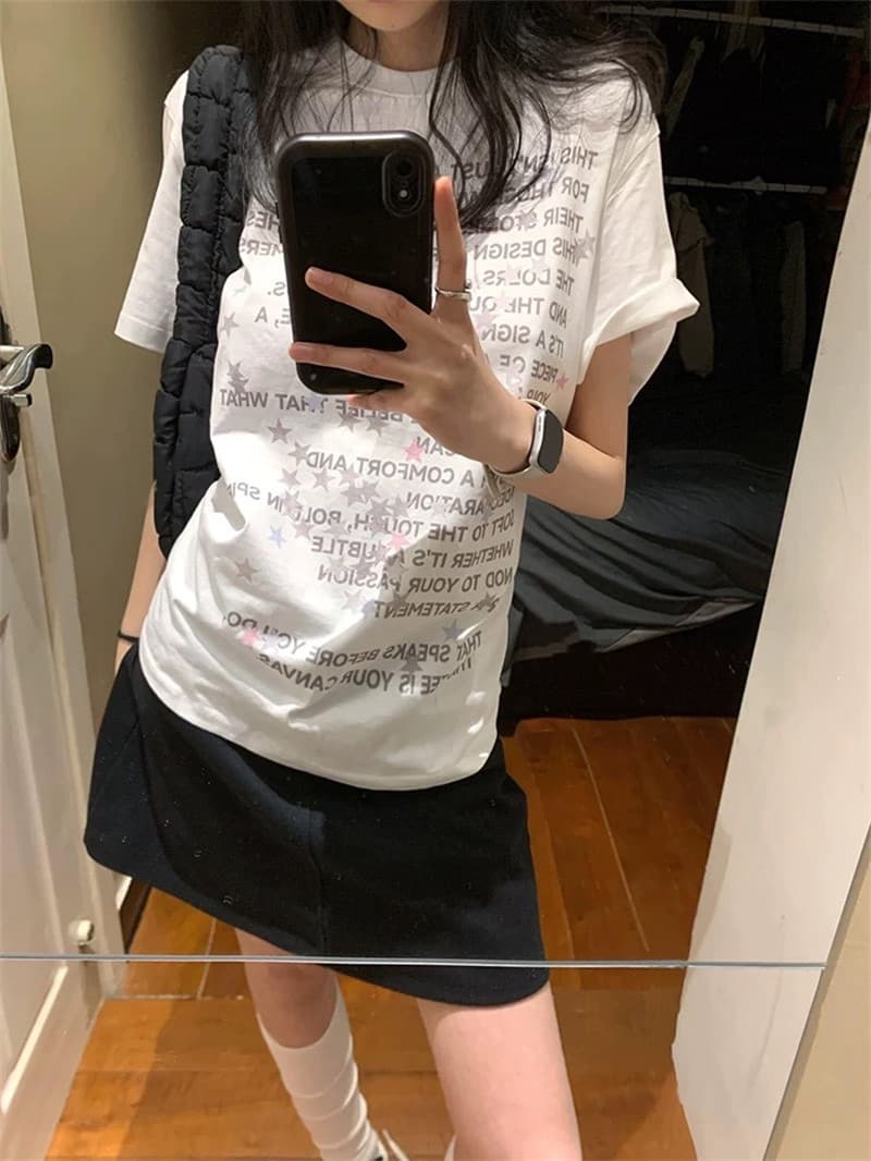프린트 보안 버클 행침 카드 순면 220 그램 반팔 티셔츠 이미지 3