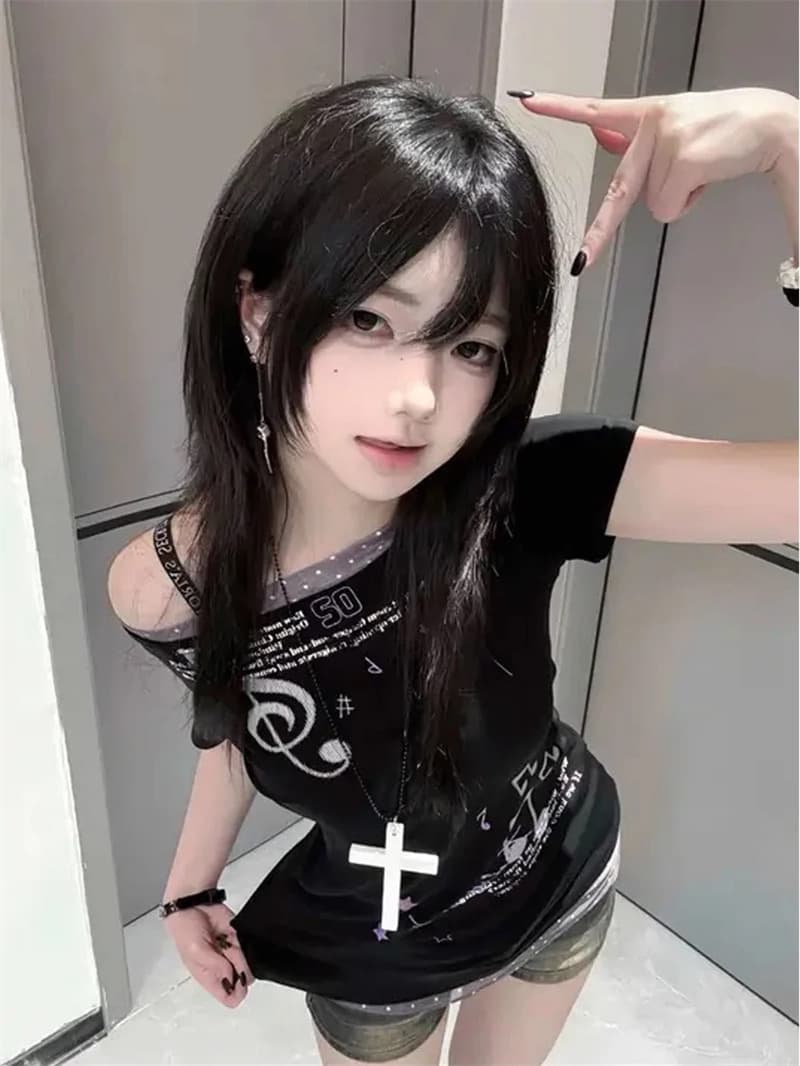 페이크 레이어드 보안 버클 행침 카드 40 순면 220 그램 반팔 티셔츠 상세 이미지 1