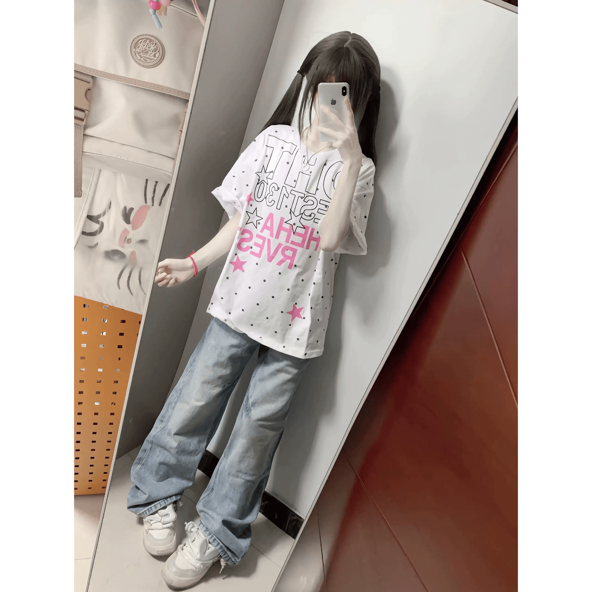 프린트 보안 버클 행침 카드 순면 220 그램 반팔 티셔츠 이미지 5
