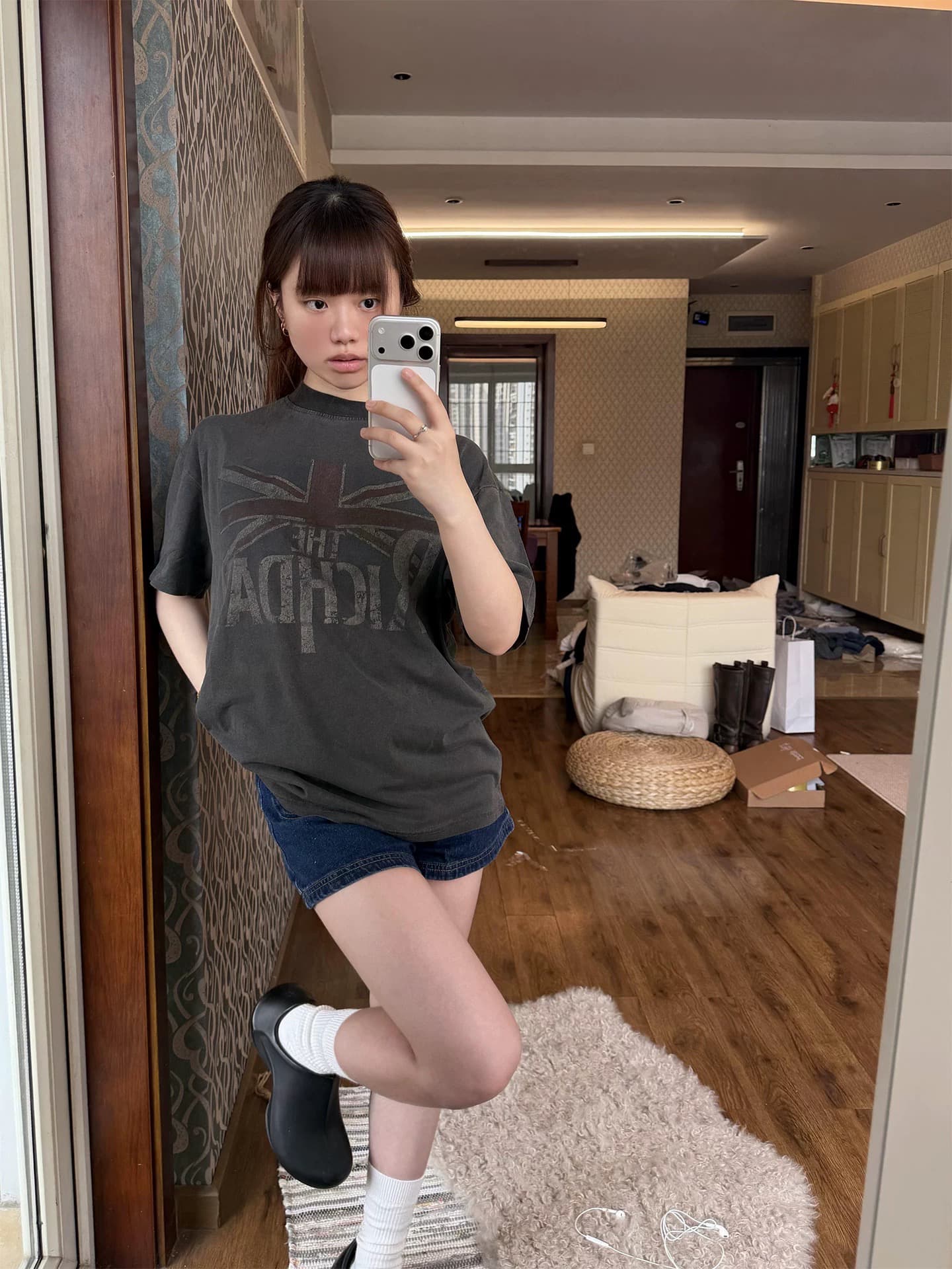 프린트 순면 220 그램 반팔 티셔츠