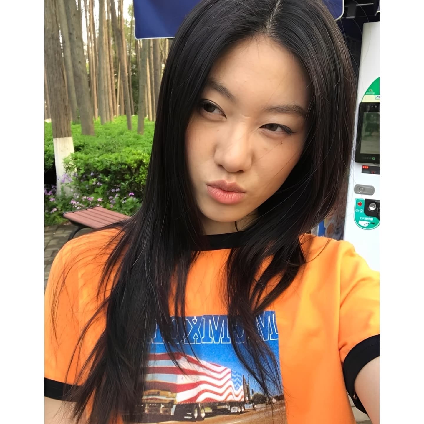 원본 원단 완제품 프린트 210 그램 95 면 배색 패치워크 주황색 반팔 티셔츠 상세 이미지 2