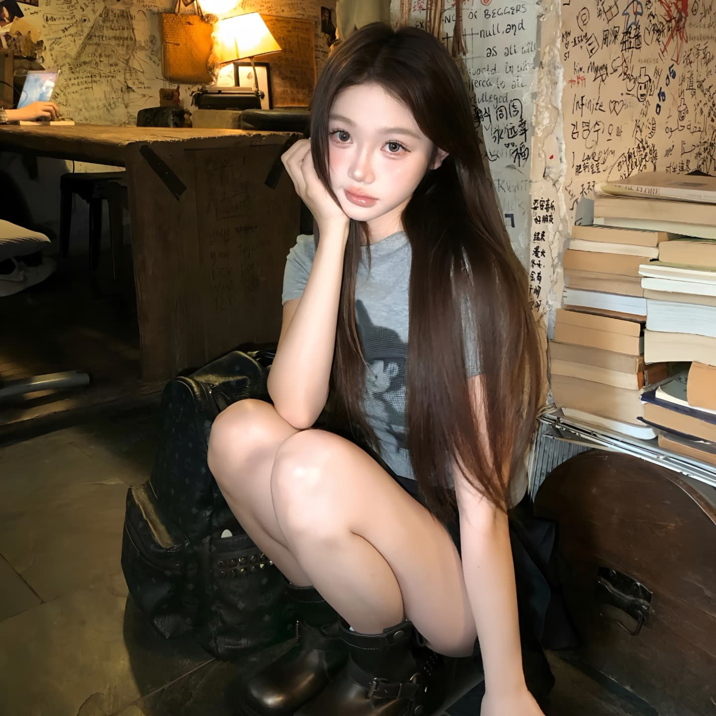 210 그램 95 면 40s 오스트리아 델 고양이 프린트 몸매 가꾸기 반팔 티셔츠 이미지 2