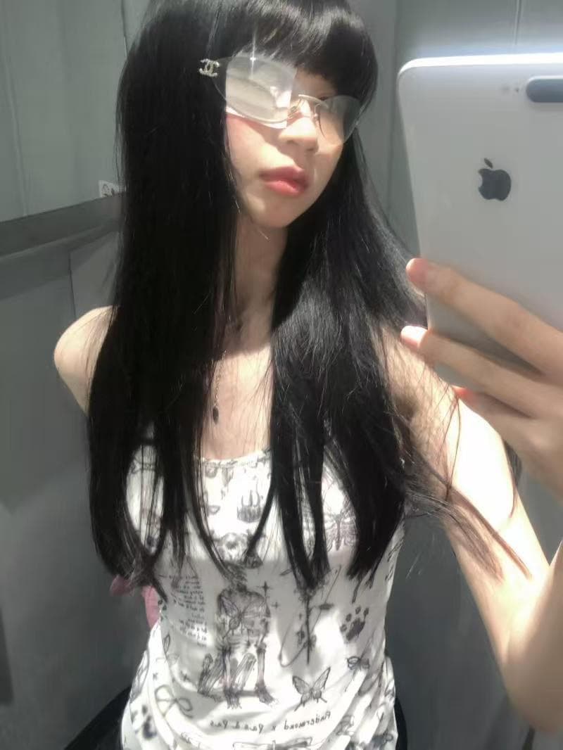순수한 욕망 바람 핫걸 전체 인쇄 나비 접형골 puppy 망사 캐미솔 페이크 레이어드 몸매 가꾸기 슬림해 보이는 맨위 여름 상세 이미지 2