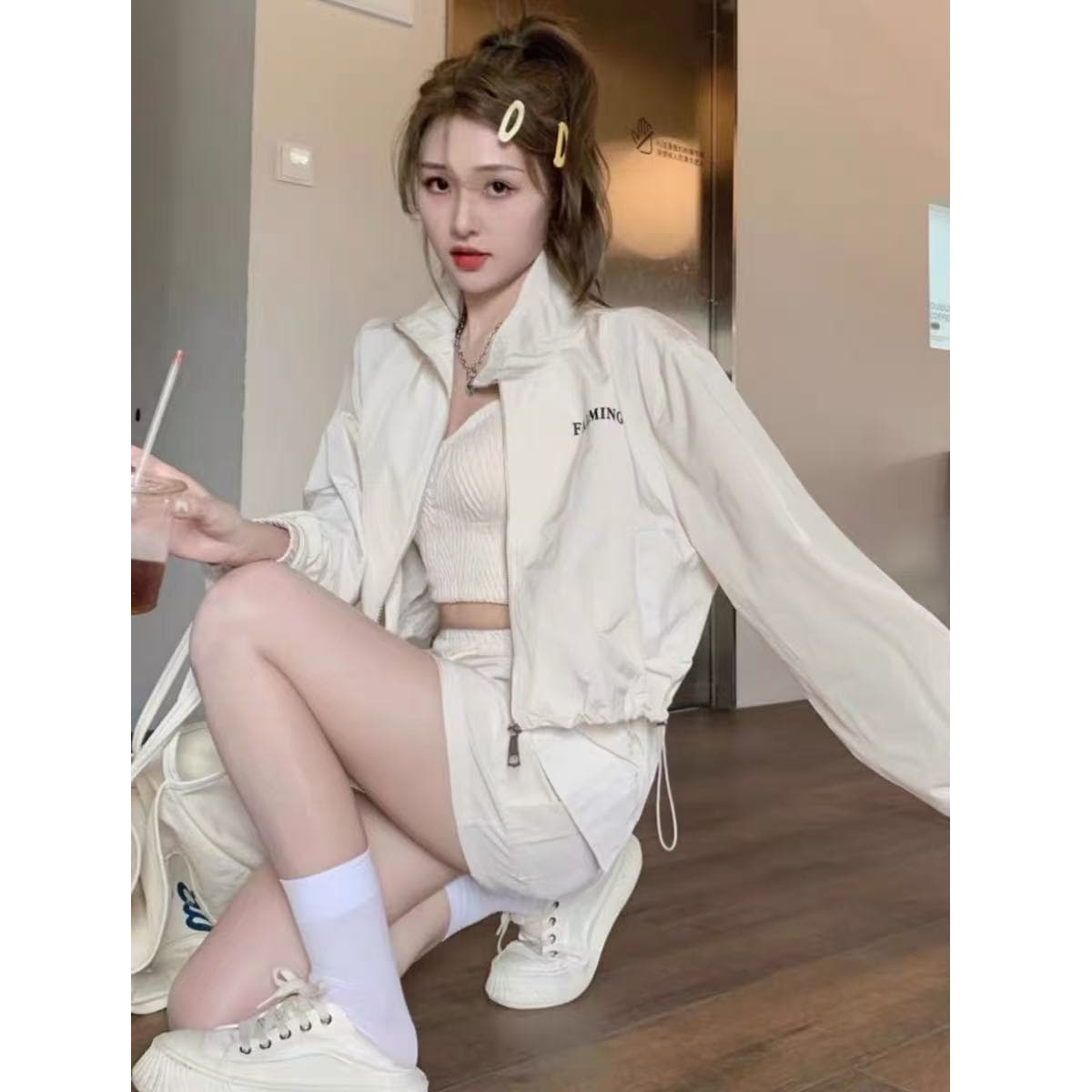 아메리칸 레트로 운동 캐주얼 스탠드 칼라 자켓 자외선 차단 여름 2026 새로운 얇은 스타일 세트 상세 이미지 5
