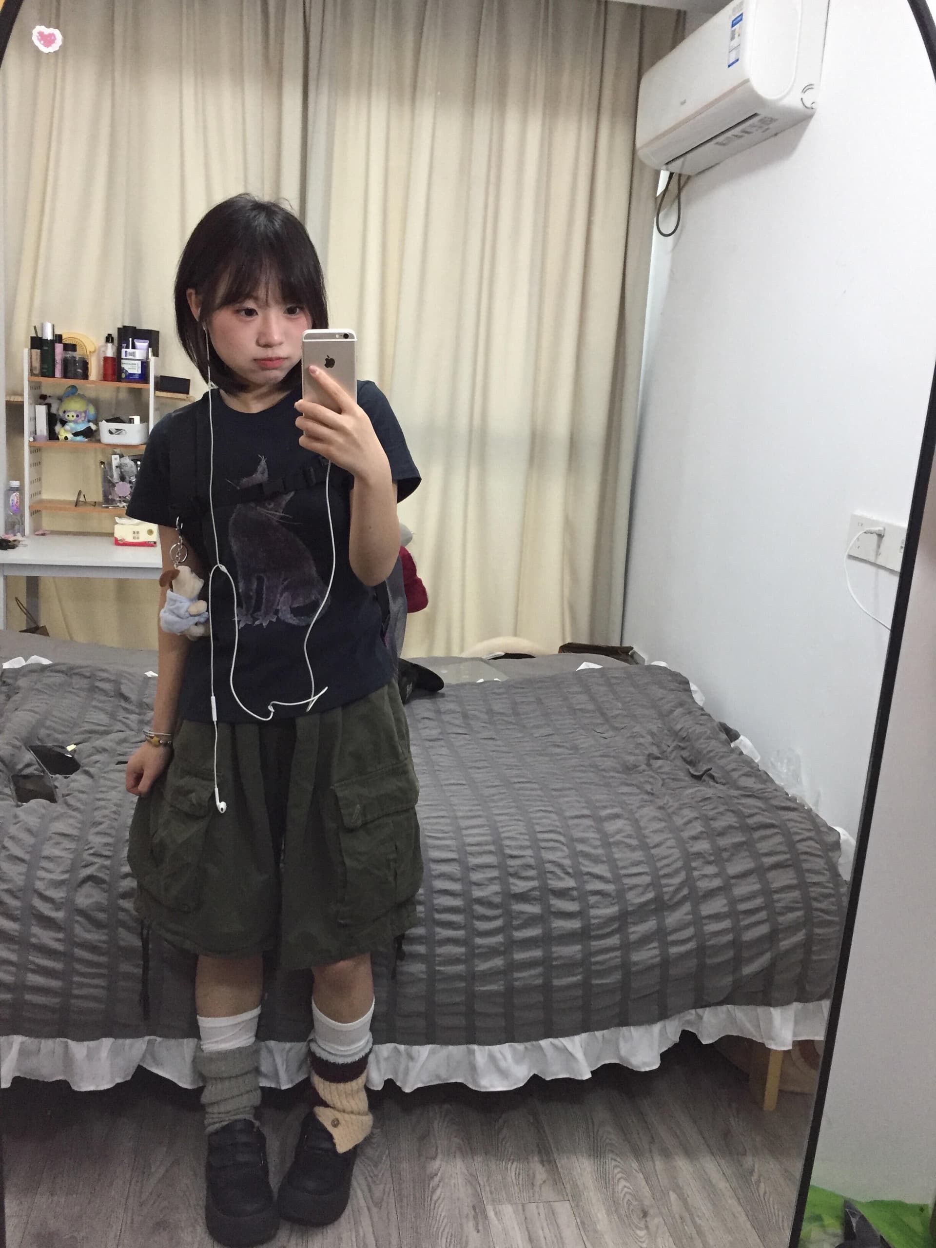 아메리칸 레트로 라운드 넥 긍정적 인 어깨 프린트 반팔 티셔츠 이미지 2
