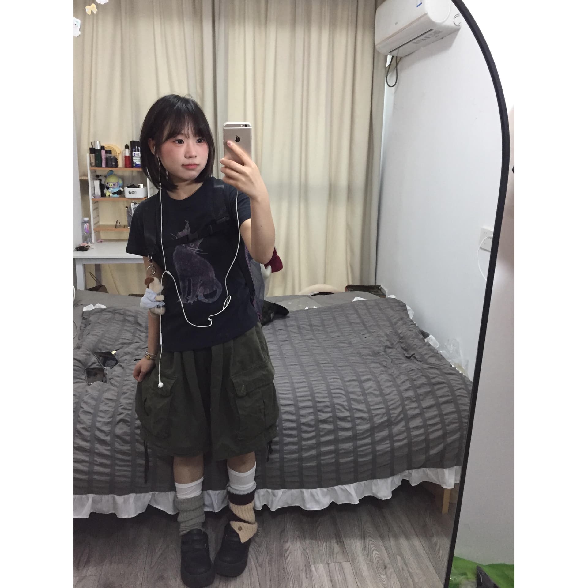 아메리칸 레트로 라운드 넥 긍정적 인 어깨 프린트 반팔 티셔츠 이미지 5