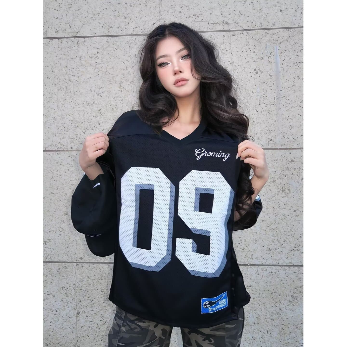 아메리칸 럭비 서비스 소년 여름 패션 메쉬 반팔 통기성 루즈핏 운동 티셔츠 조수 브랜드 패치워크 맨위 이미지 4