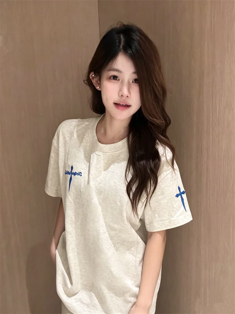 좋은 품질 자수 네리 가게 천 주문 접착제 표준 19 지점 220 그램 순면 반팔 티셔츠 이미지 3