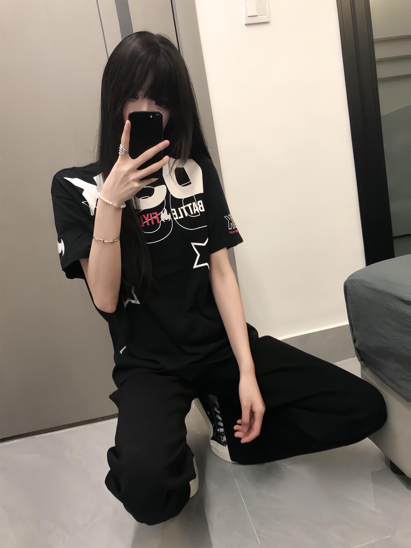 원본 올린 사람 : 에디션 전후 프린트 소매 자수 19 지점 220 그램 순면 반팔 티셔츠 상세 이미지 4