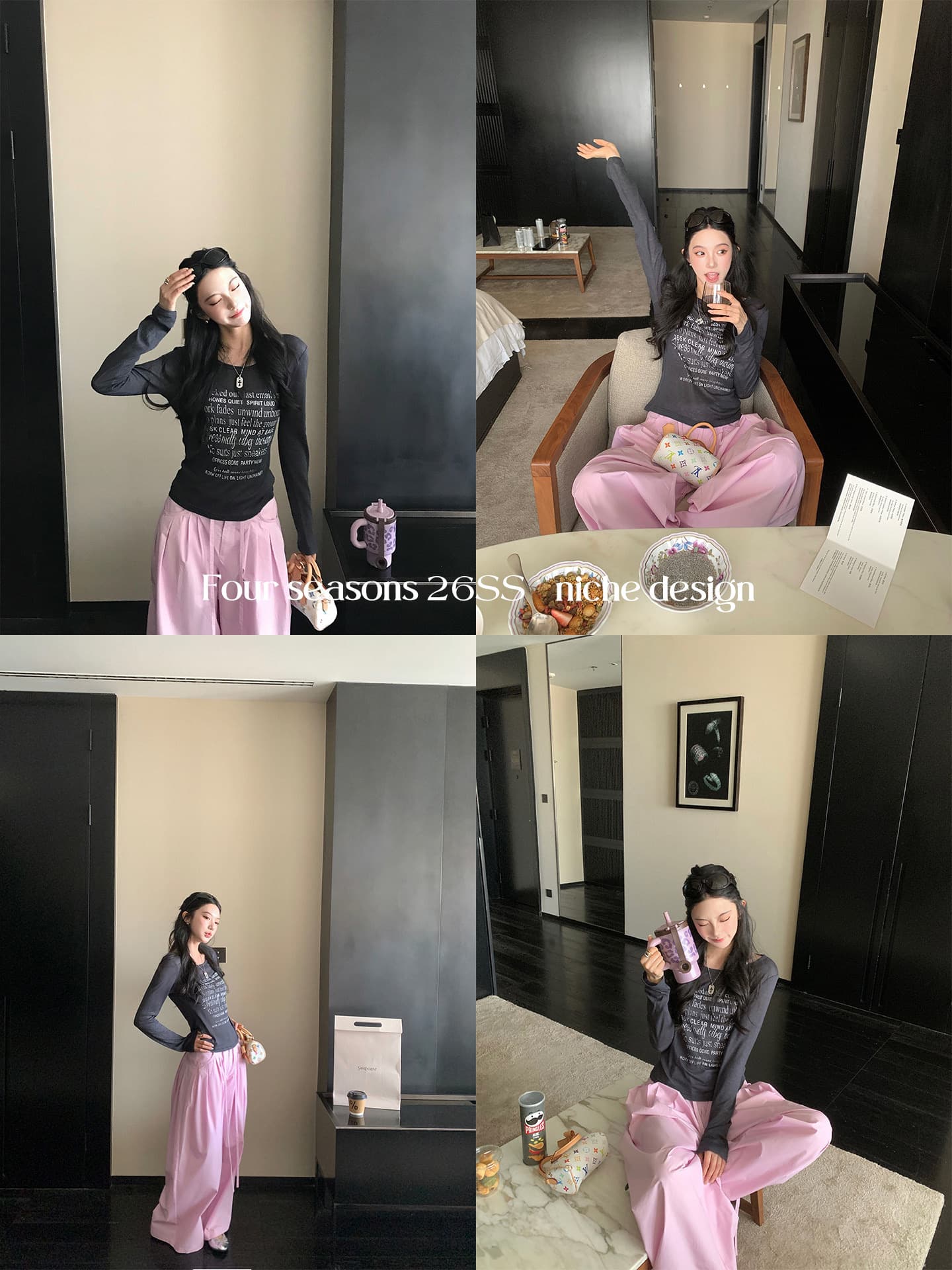 라이 경기 서울 여름 얇은 스타일 알파벳 프린트 마이크로 ~을 통해 라운드 넥 긴팔 블라우스 티셔츠 여성 몸매 가꾸기 허리 수축 자외선 차단 맨위 이미지 3