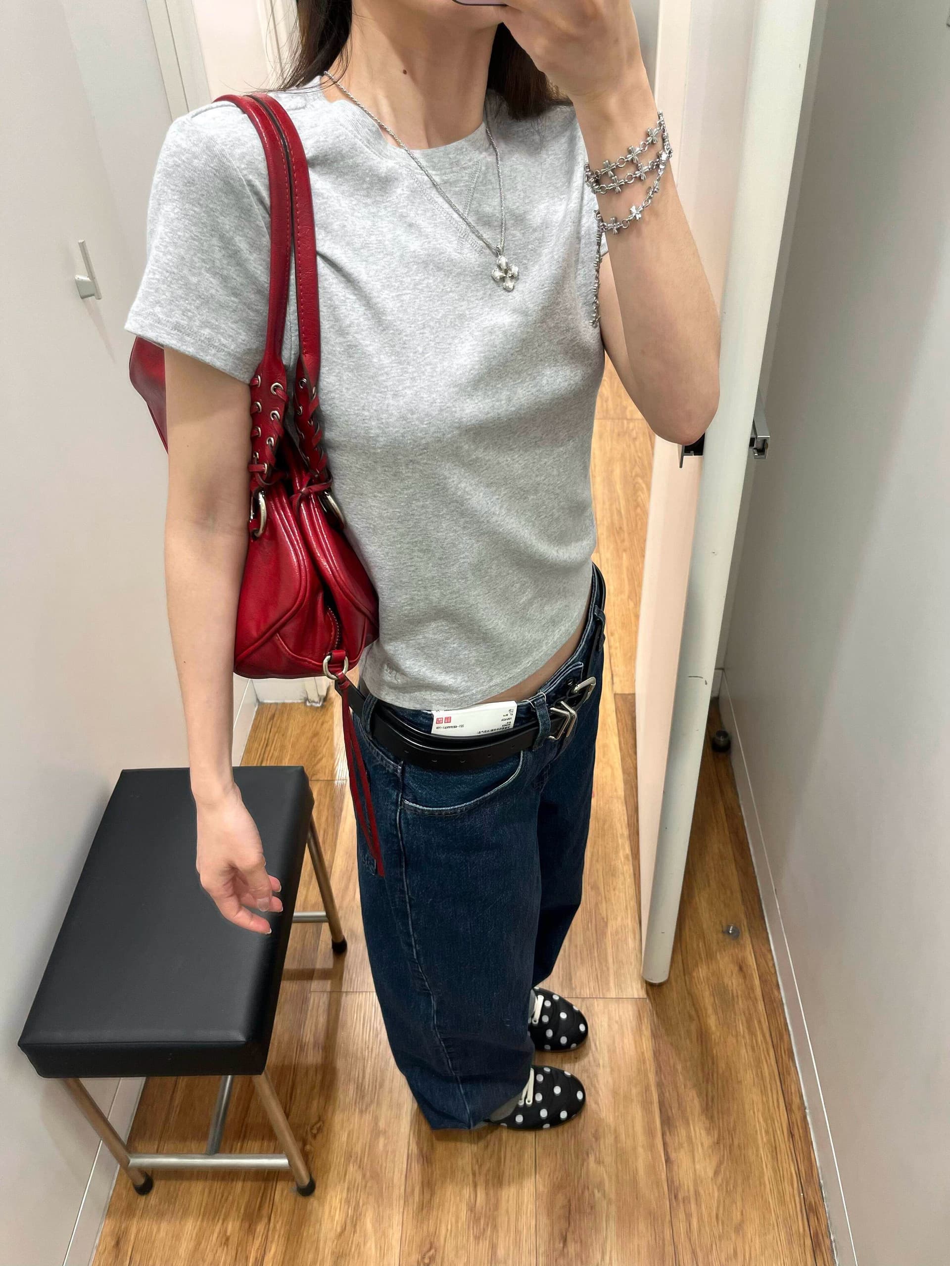 아메리칸 레트로 긍정적 인 어깨 라운드 넥 반팔 티셔츠 상세 이미지 2