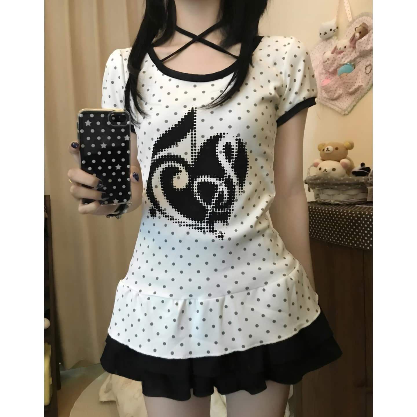 원본 원단 와 밑단 레이스 210 그램 95 면 40s 오스트리아 델 스트랩 달콤함 순수한 욕망 반팔 t 상세 이미지 2