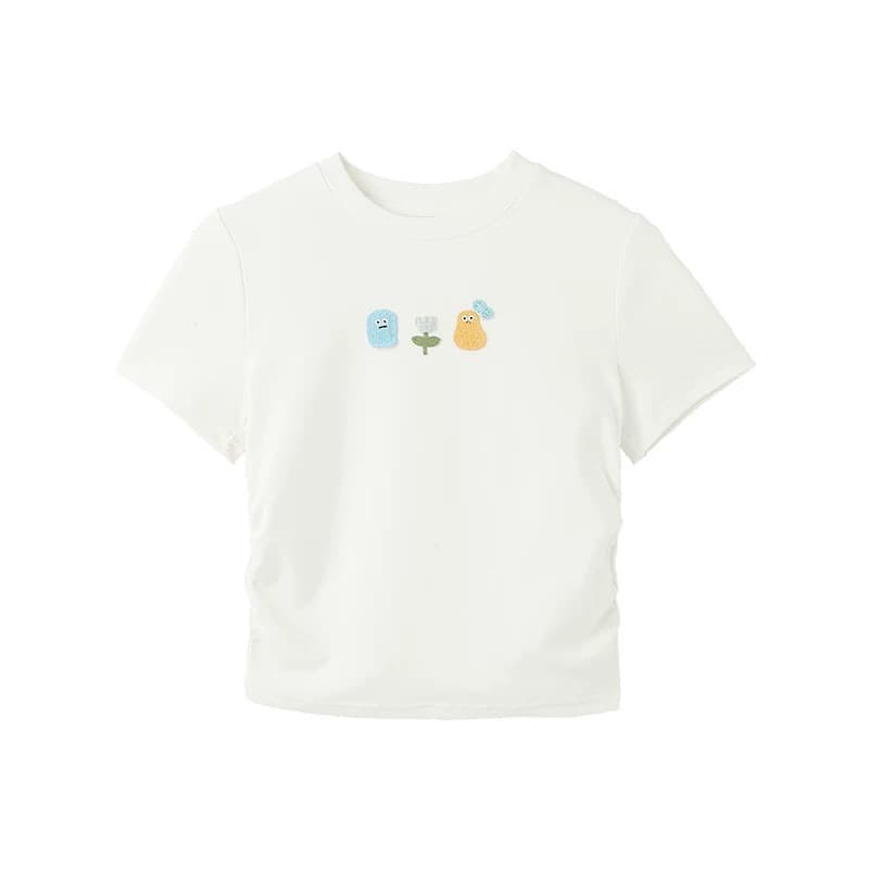 40 순면 92 면 8 암모니아 Lun 260 그램 측면 펌프 Pleat 몸매 가꾸기 작은 막대기 표준 화이트 반팔 티셔츠 상세 이미지 5