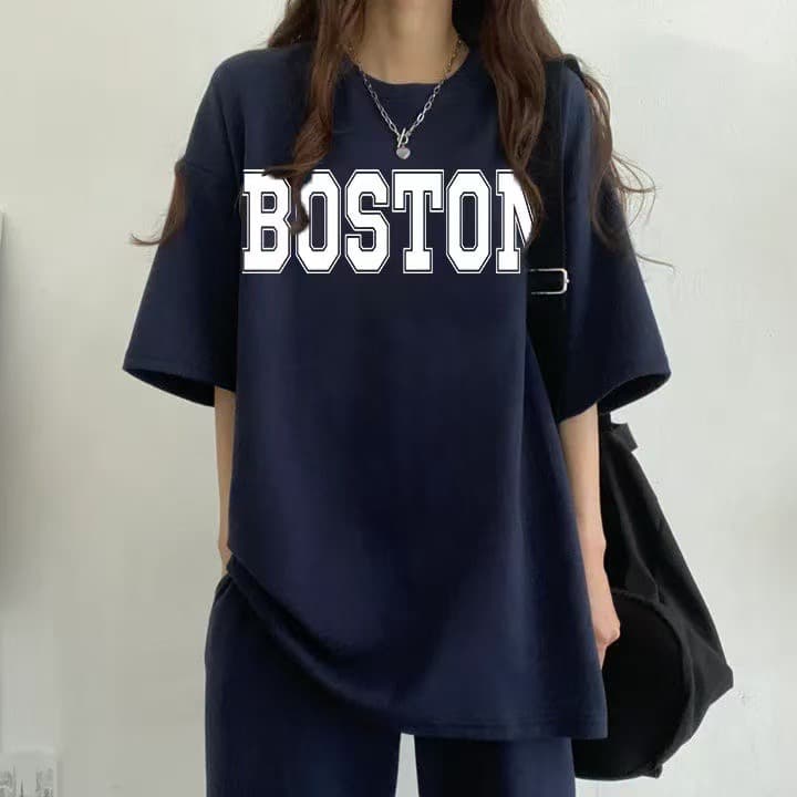 단색 다양성 조수 브랜드 여성 의류 세트 두 조각 한국 스타일 라운드 넥 반팔 긴 바지 투피스 세트 2026 새로운 상세 이미지 1