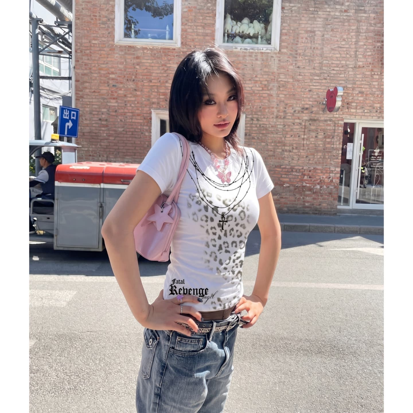 210 그램 95 면 40s 오스트리아 델 아메리칸 레트로 레오파드 무늬 반팔 이미지 3