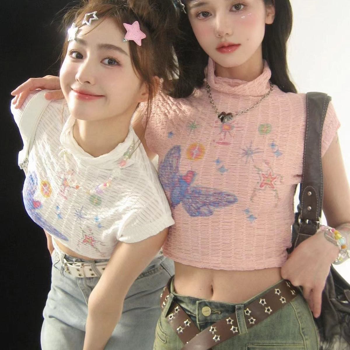 여름 도파민 소녀 착용 가져 가라. 핑크색 민소매 여성 핫걸 쇼트 스타일 달콤한 차가운 작은 대중 맨위 상세 이미지 2